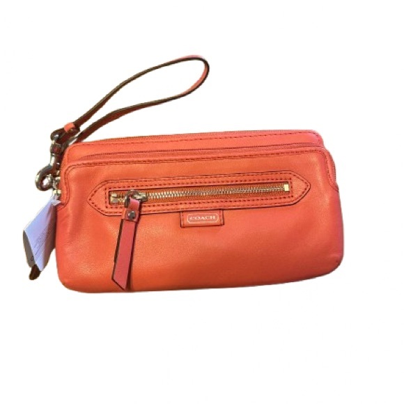 VTG NWT Coach Coral Pink Daisy Wristlet Clutch